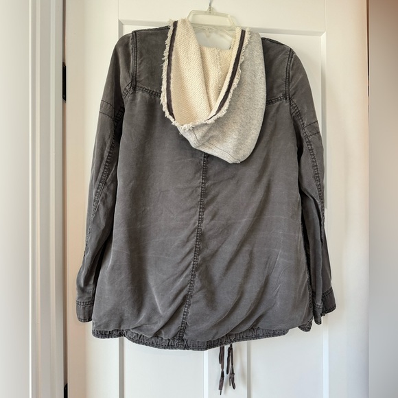 Free People Oversized Utility Jacket with Hood in Grey, Size Small - Picture 4 of 10
